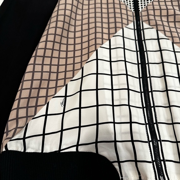 Trina Turk Black and cream ,pink Geometric Bomber Jacket - Picture 2 of 4